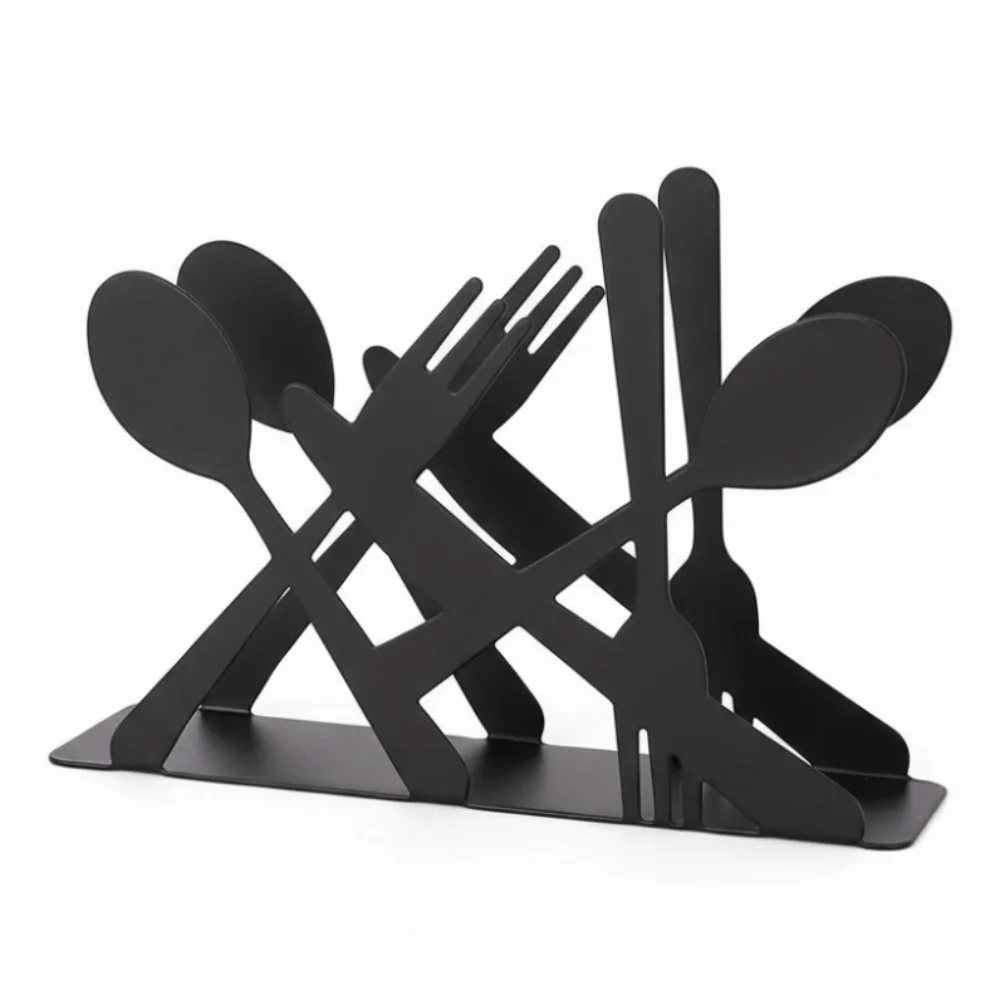 Unique Elegant Napkin Holder Lotus Flower Design Black Vertical Tissue Holder Durable Napkin Case Dining Table