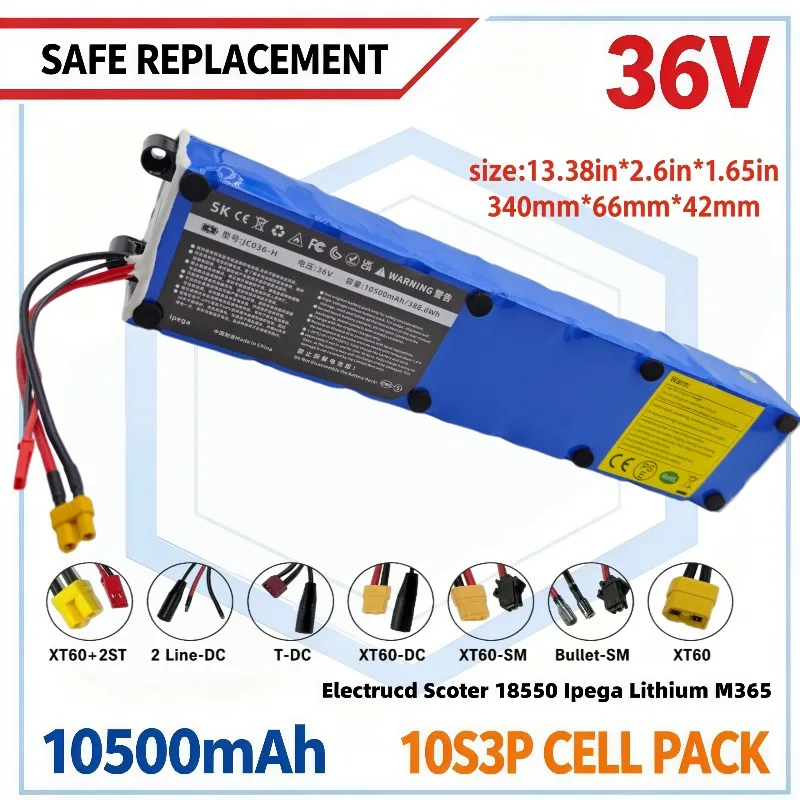 10S3P Combination Lithium Battery 36V 10500mAh Stable Output Long Range Battery for Electric Scooter