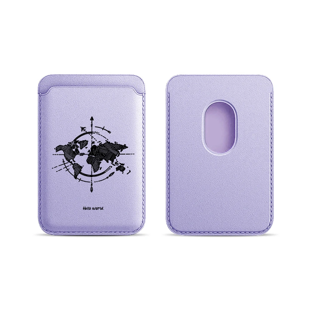 Minimalistisches Weltkarten-Leder-Kartenetui Handy-Kartenhalter für Magnetische Hülle Geeignet für alle iPhone Magsafe Karten-Handy-Rückseiten-Taschen – Detail 8