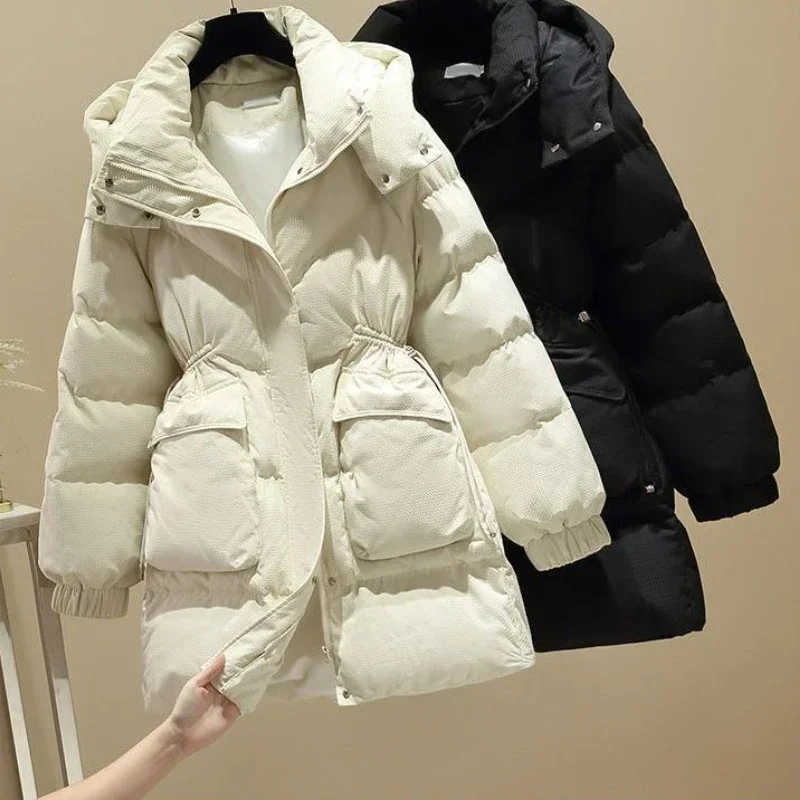 Cotton Jacket Zip-up Lady Parka Padded Women's Quilted Coat Warm Winter on Sale Fashion 2024 Lined Outdoor Clothes Loose Casual