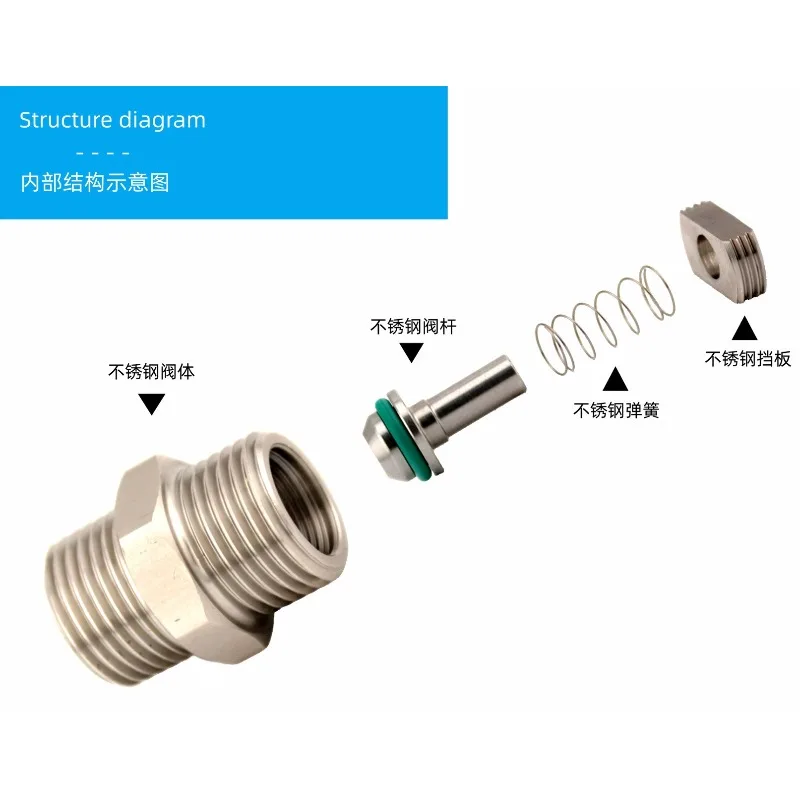 Suitable for 2 Points Inner and Outer Wire Check Valve Water Pipe Pump Liquid  Vertical Thread 304 Stainless Steel