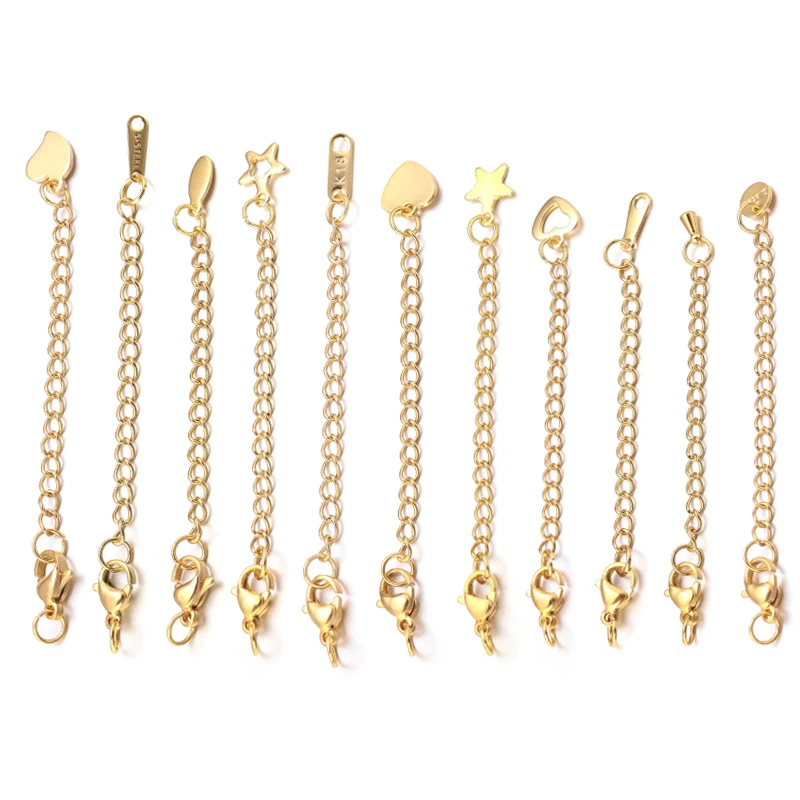 

10 шт., удлинительные цепи из нержавеющей стали, удлиненные хвостовые цепочки, застежки-омары, разъемы, фурнитура для изготовления ювелирных изделий своими руками, браслет