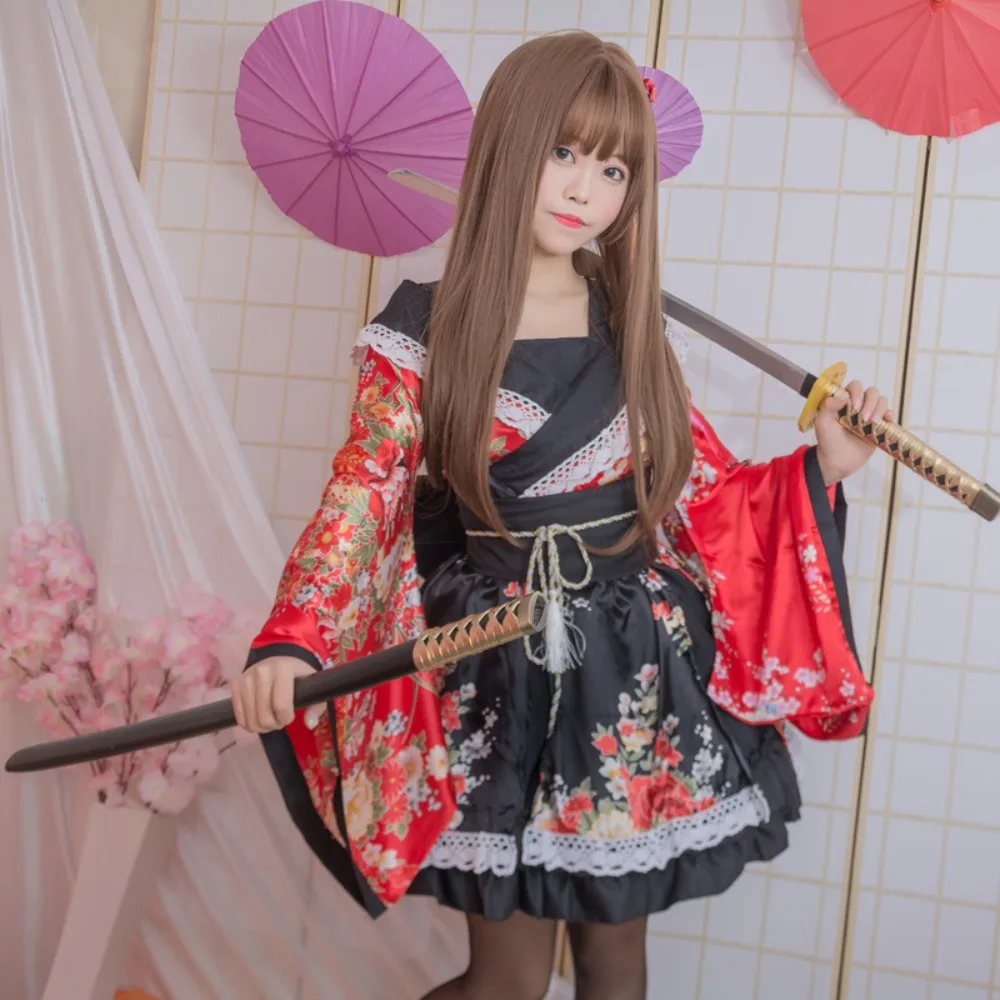 new Modified Kimono Yukata, Anime Cosplay Costume, Traditional Retro Outfit for Stage Performance, Party & Anime Themed Events