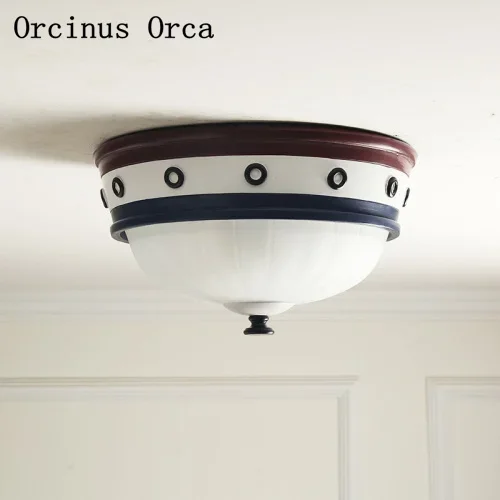 

Mediterranean yacht ceiling lamp boys bedroom children's room lamp modern simple LED color circular ceiling lamp