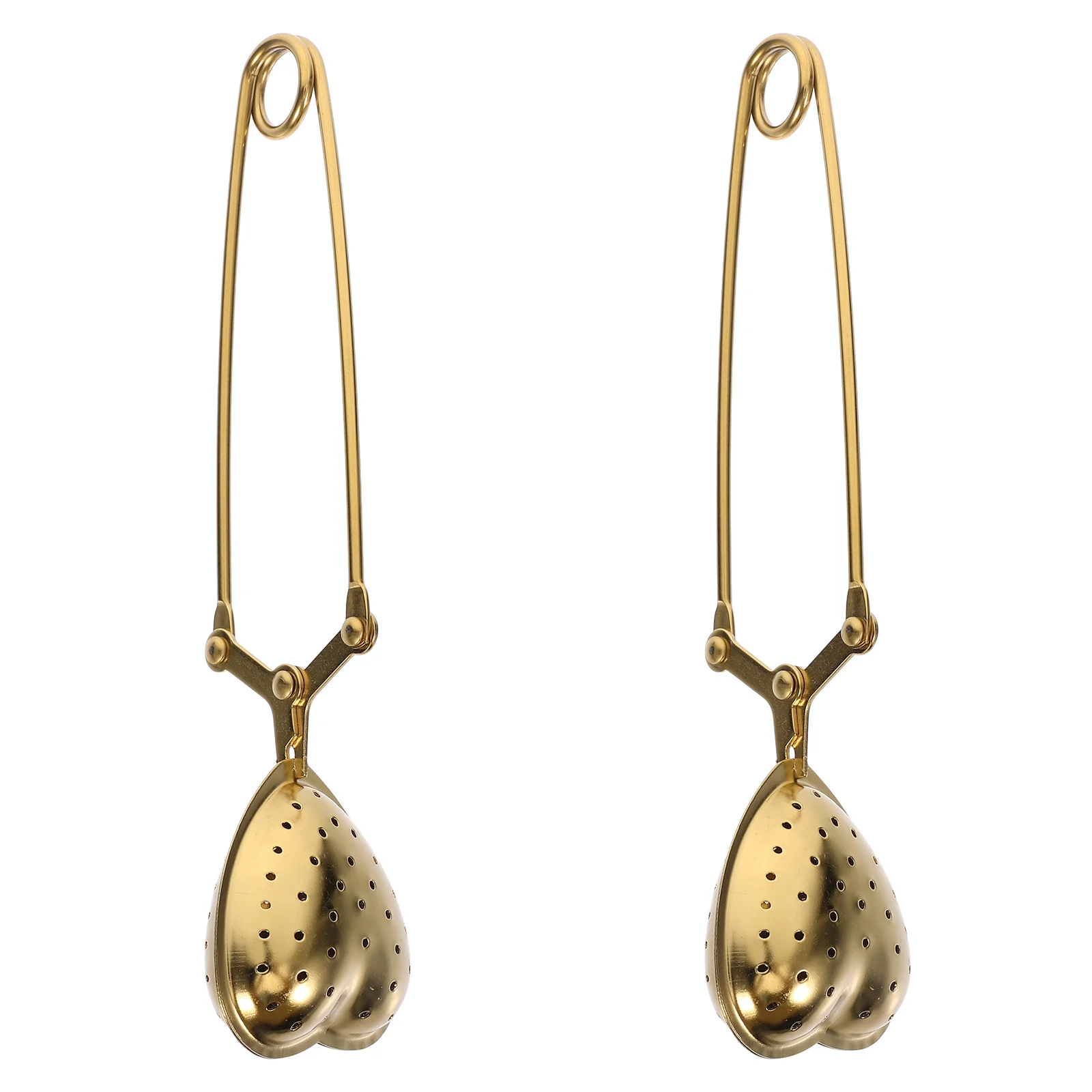 

2pcs Heart Shape Tea Ball Filter Stainless Steel Reusable Strainer For Loose Leaf Herbs Spices Infuser Golden Kitchen Tool Tea