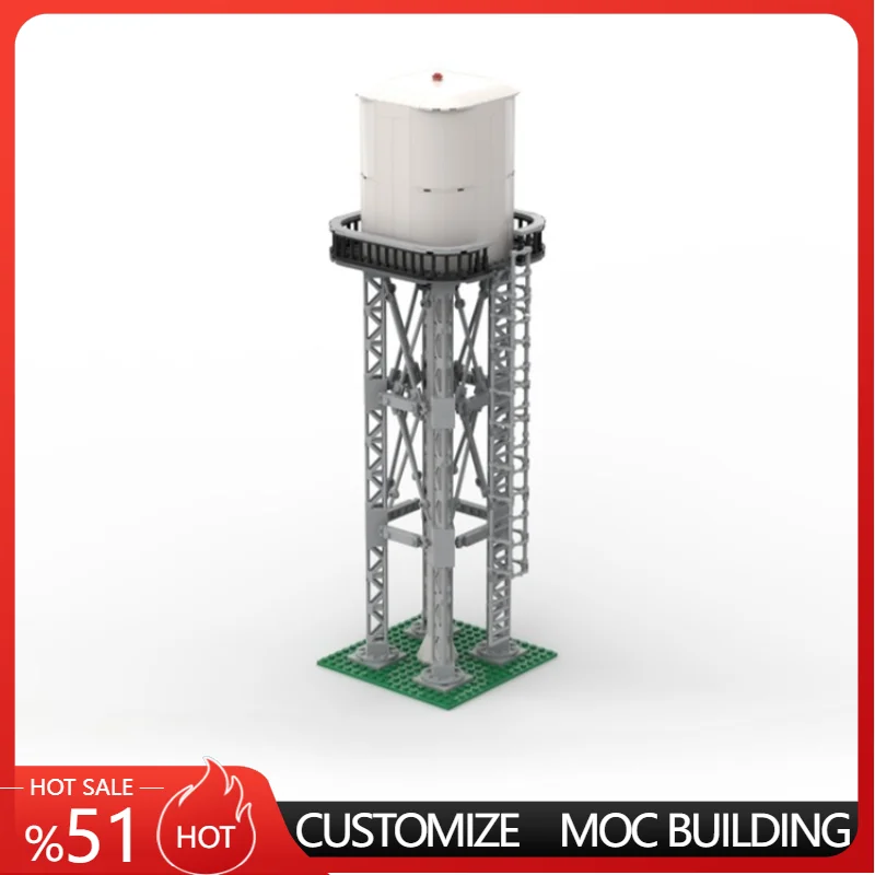295 Pièces Tour d'eau de construction MOC, Blocs de construction modulaires personnalisables, Modèle éducatif, Jouet DIY populaire pour enfants, Cadeau de festival