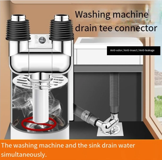 

Washing Machine Floor Drain Adapter Sewer Elbow Pipe Connector Tees Joint Basin Sink Drainage Pipe Adapter Bathroom Accessories