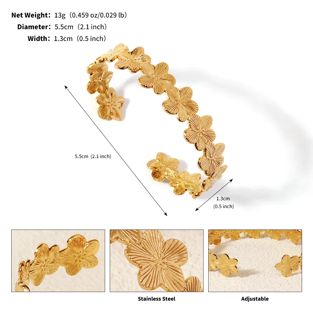 Miallo Vintage Flower Bangles For Women Gold Color Stainless Steel Bracelets Brand Femme Jewelry Daily Accessories As Gifts image 6