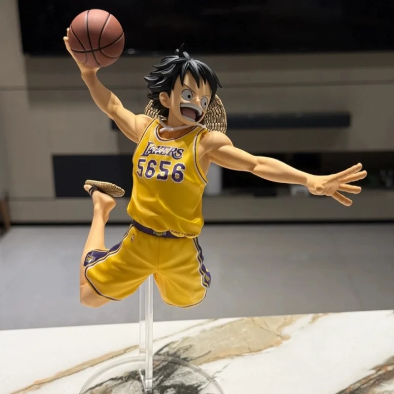 100% Bandai Spirits Banpresto One Piece Nba Master Stars Piece Monkey D. Figura del premio Luffy 17cm Pvc adorno de escritorio regalo