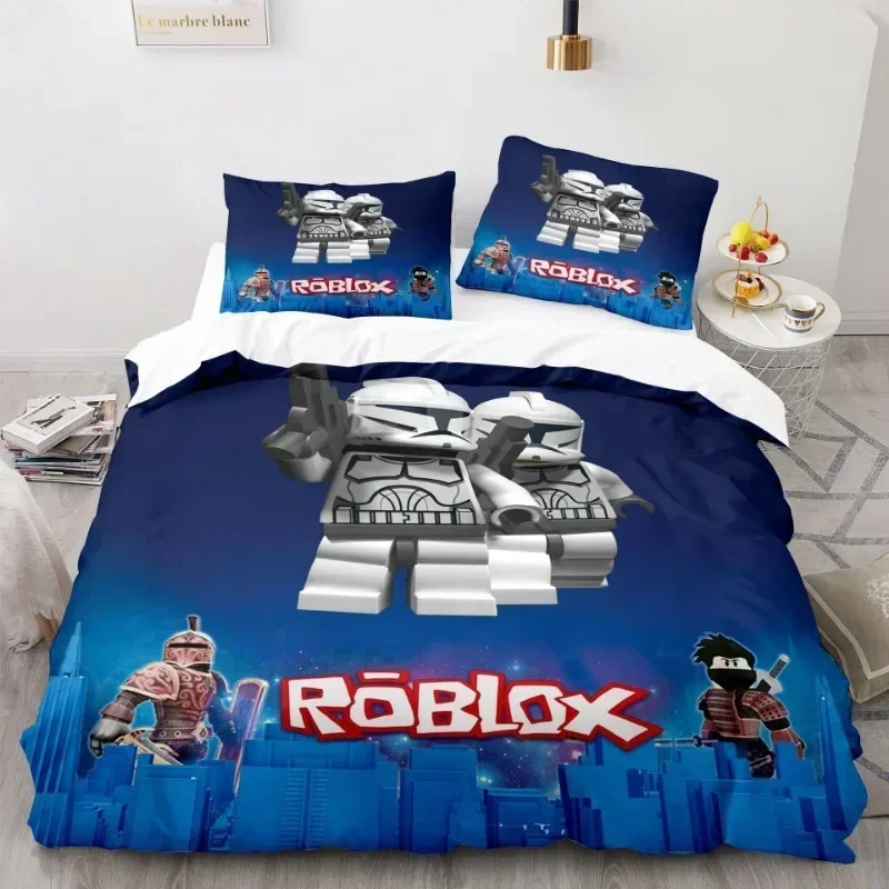 

Game Roblox Themed Bedding Set Colorful Print Polyester Student Dormitory Bed Sheet Quilt Cover Kids Gift Home Textiles