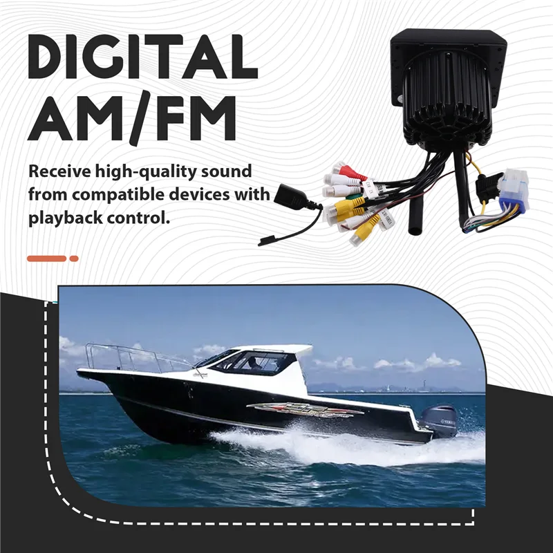 Odbiornik FM AM Radio Stereo Morskie Odtwarzacz MP5 Wodoodporny Do Łodzi Jachtu ATV Samochodu Radio Stereo Połączenie 5.0BT Wózek