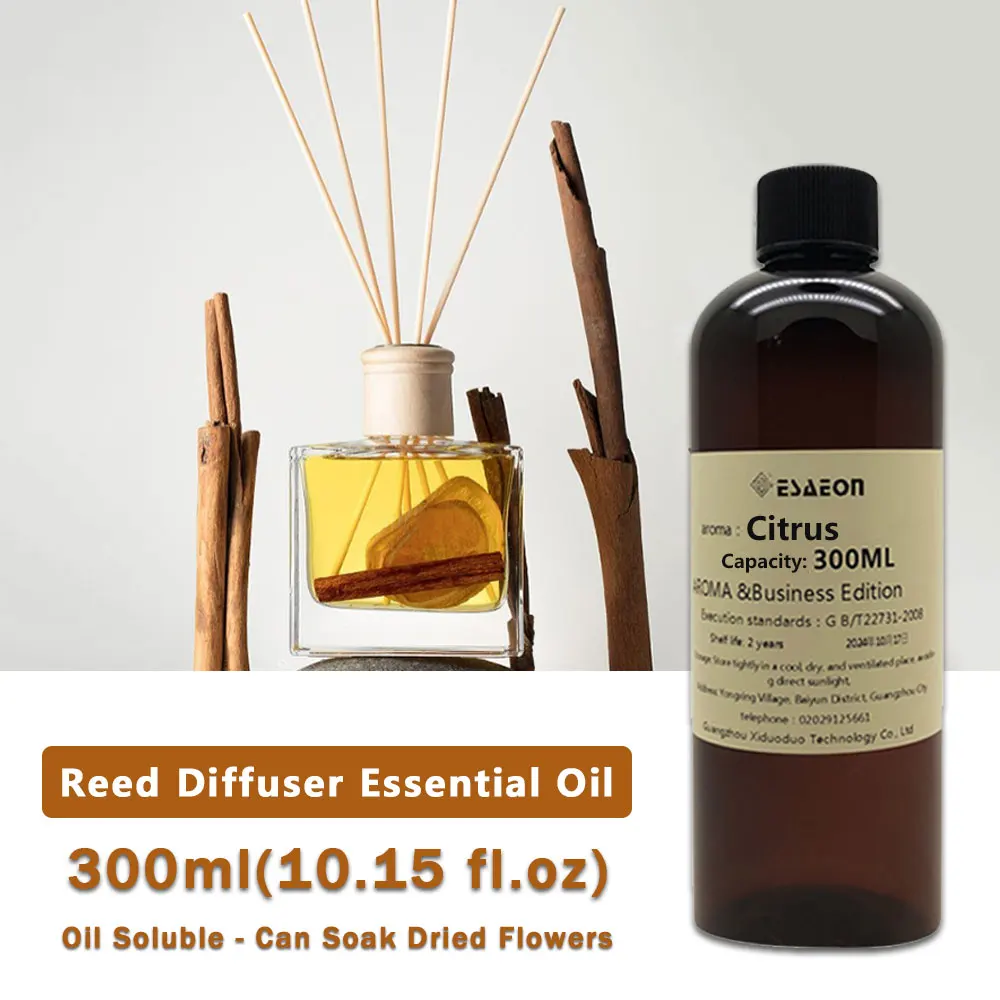 ESAEON 300ml (10.15 fl.oz) Citrus/Wild Bluebell Essential Oils - For Reed Diffuser & Flameless Aromatherapy & Waterless Diffuser