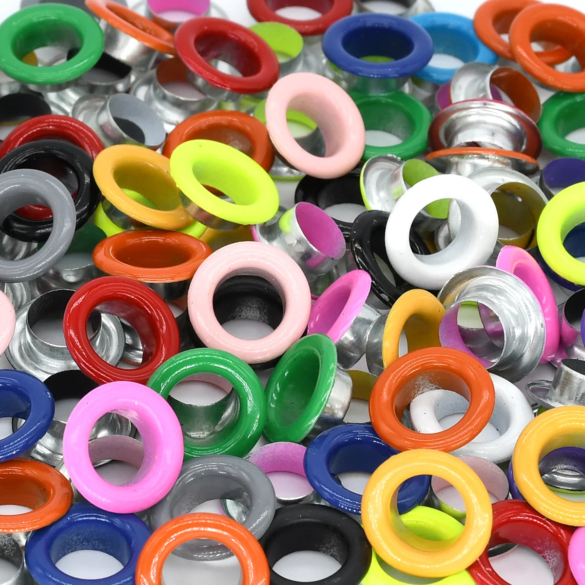 100sets/pack Colored Eyelets Grommets with Washer Inner 6mm Round Hole Eye Rings for Shoes Bag Clothing Belt Hat Scrapbooking