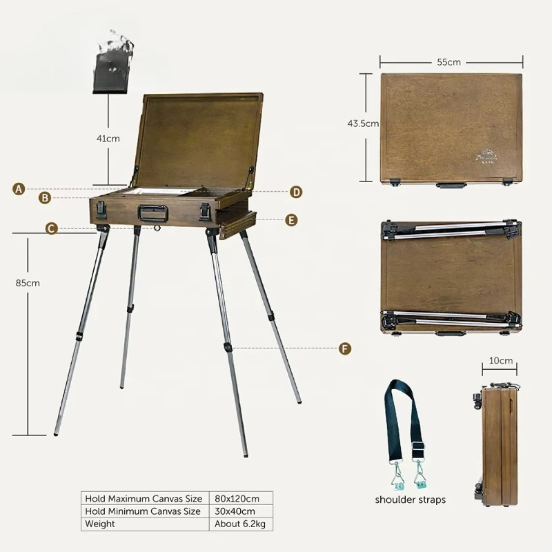 High quality boxwood outdoor artist aluminum alloy legs wooden painting box easel