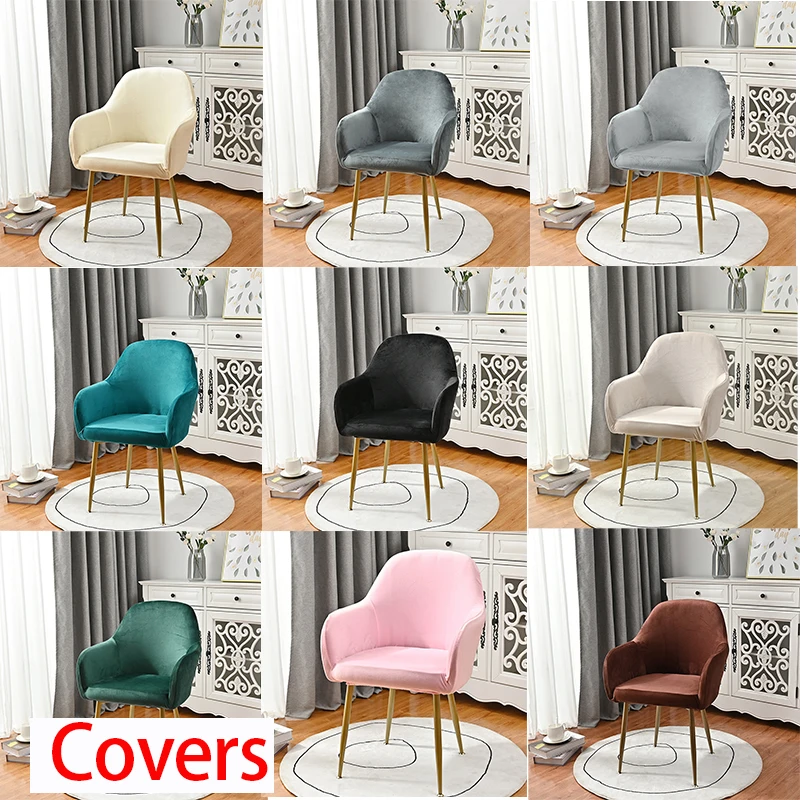 Nordic Soft Velvet Dining Chair Cover Stretch High Armchair Covers Elastic Anti-slip Chair Slipcover for Office Hotel Wedding