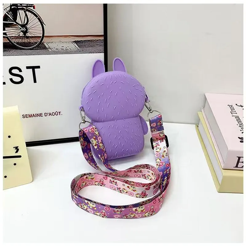 Monster Labubu  Cute Silicone Bag Wallet Cartoon Sweet Silicone Coin Bag Students Outdoor Colorful Mini Crossboby Bag Child Gift