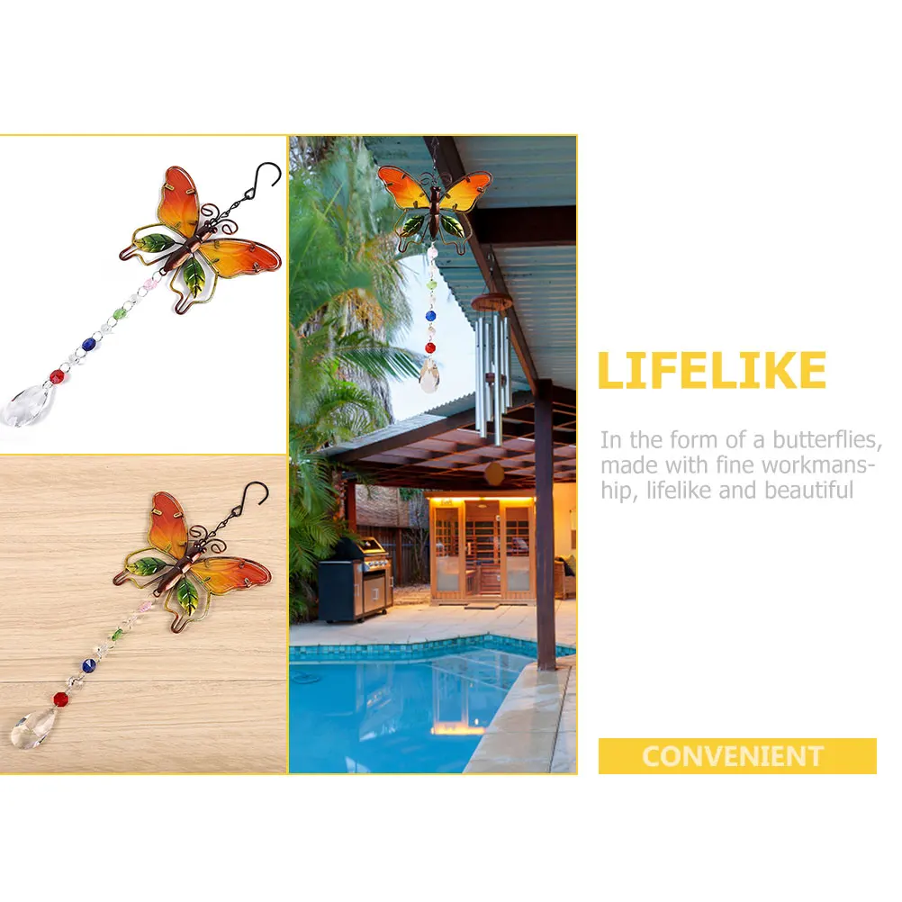 

Crystal Butterflies Hanging Ornament Exquisite Iron Tree Sculpture Beautiful Garden Yard Decoration Outdoor Use