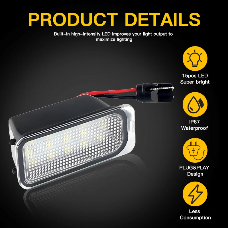 LED 라이센스 번호판 라이트 램프, 포드 쿠가 S 맥스 몬데오 MK4 MK5 MK2 피에스타 2008-2019 포커스 12V, 2 개