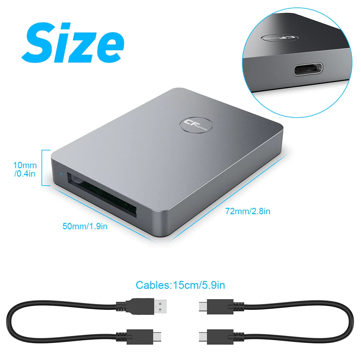 USB-C para leitor de cartão cfexpress usb3.1 gen2 tipo b c suporte adaptador cf/ntfs/ext4/fat32/exfat cartão de memória para macbook/pc porta usb