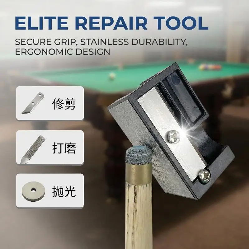 6 in 1 Billiard Cue Head Repair Tool Multifunctional Leather Tip Shaper Perfect for  Pool Table Accessories Kit
