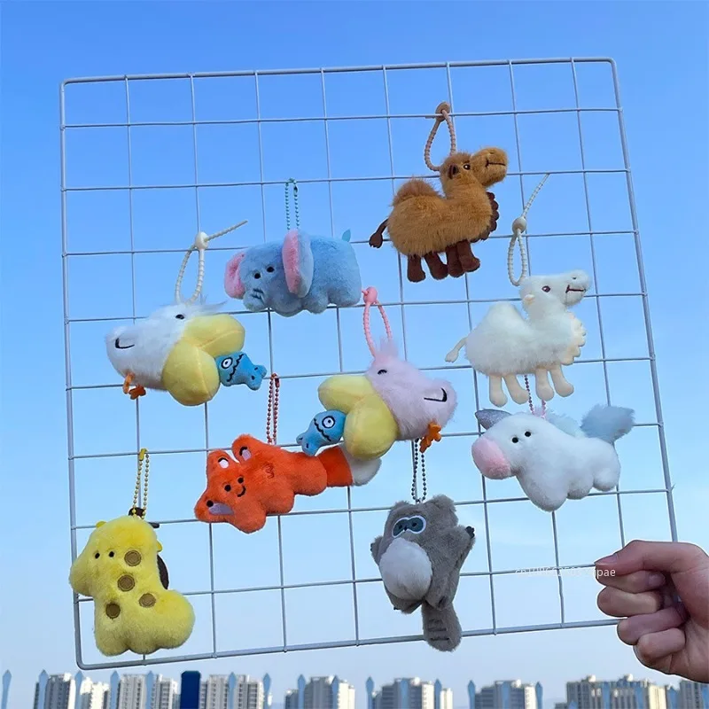 

Anime Plush Keychains Cute Elephant Giraffe Doll Plush Toy Keychain Stuffed Backpack Decor Cartoon Bag Charms Kids Gift 2025