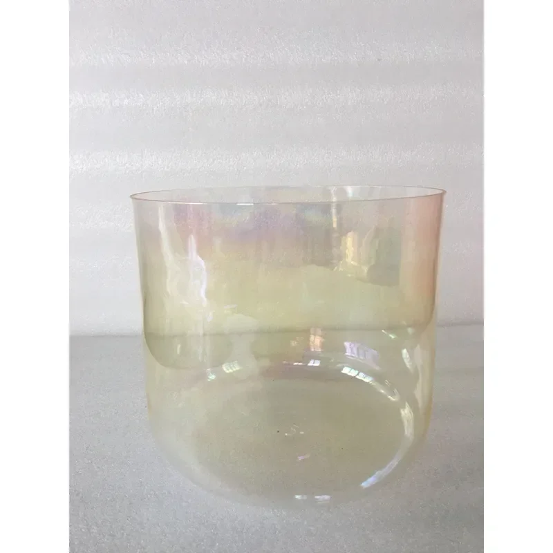 STAR LIN KUP 7.5 Inch Flat Bottom Straight Wall Crystal Singing Bowl Magic Yellow Tone Chakra Healing Meditation Sound