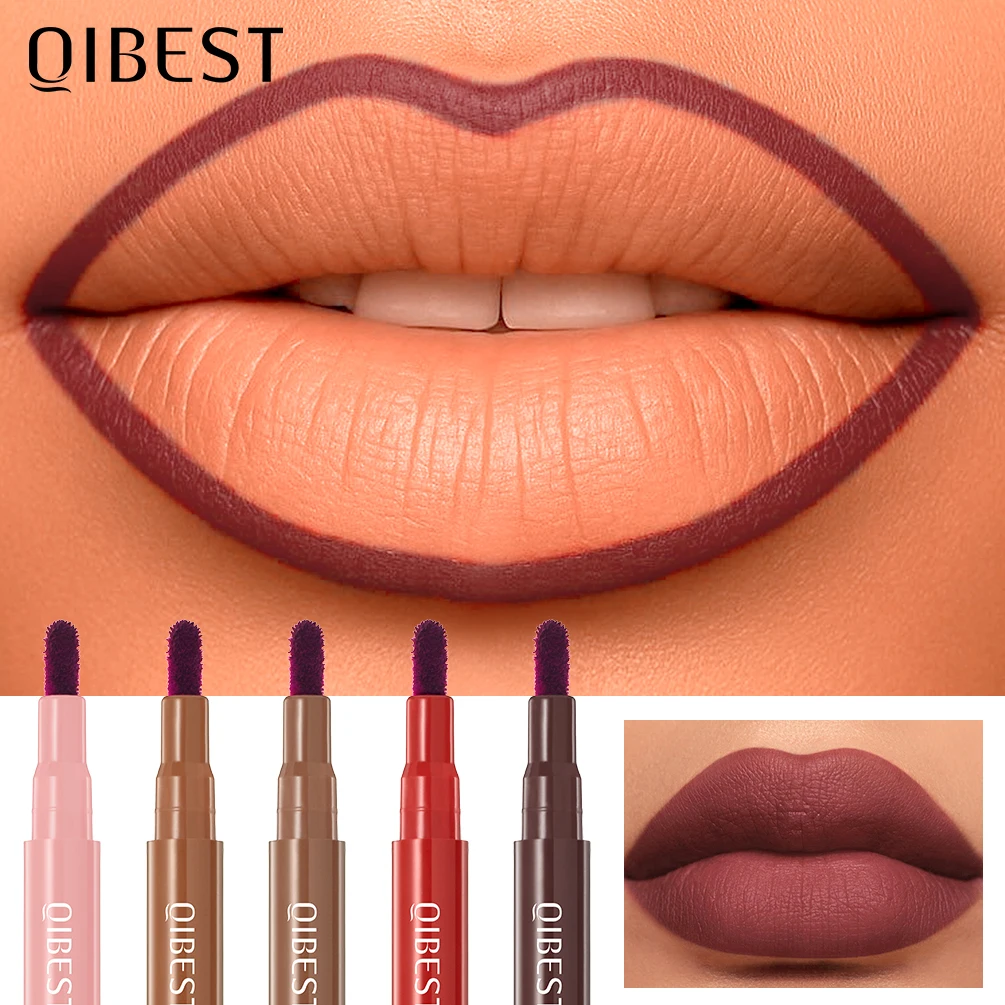 Matte Lip Liner Waterproof,Sweatproof,Multi-color Correcting Liquid Lipstick Pen Sexy Red Brown Lip Makeup Outline Lips Contour