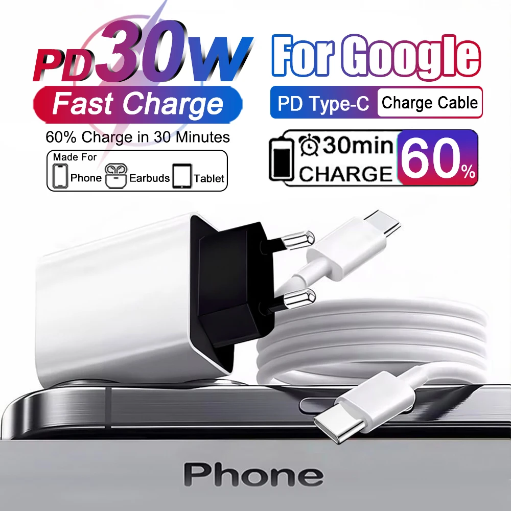 PD 30W Original USB Typ-C Schnellladegerät für Google Pixel 10A 9A 9 8 7 10 Pro XL Fold Schnellladekabel Telefonzubehör