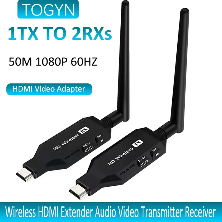 TOGYN HDMI-совместимый 1080P 50M 60HZ беспроводной видеопередатчик приемник удлинитель адаптер дисплея для ТВ-приставки ноутбука к монитору
