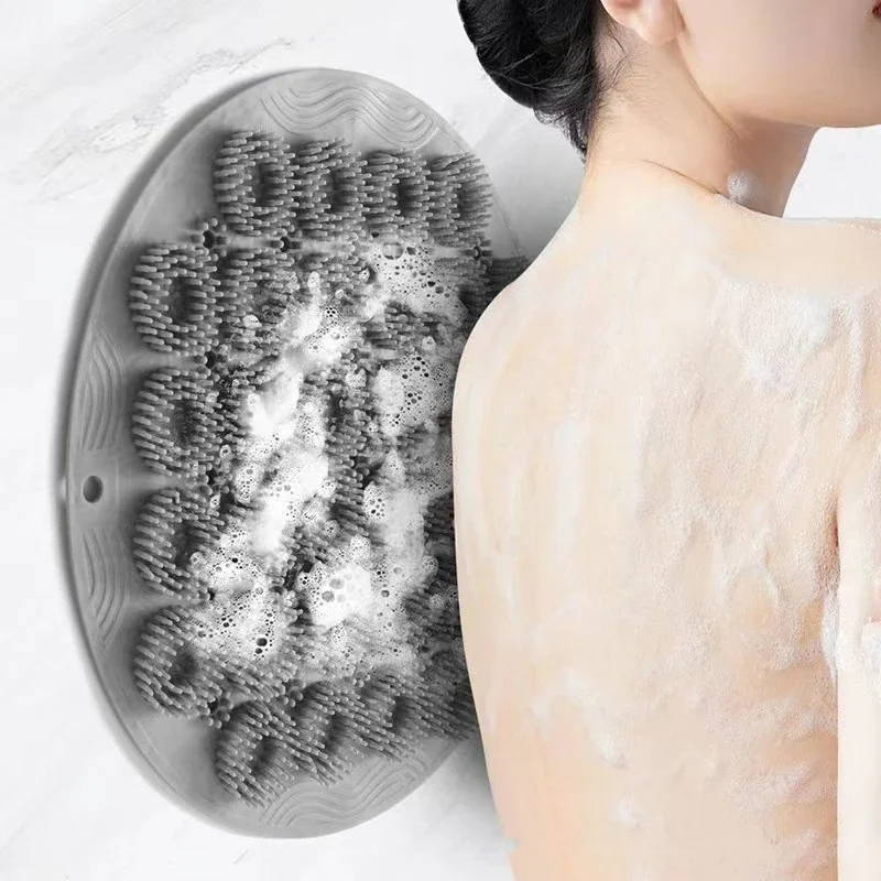 Silicone Backrub Bath Brush Back Massage Suction Cup Backrub Stick Round Bathroom Non-Slip Foot Massager Strong Suction Non-Slip