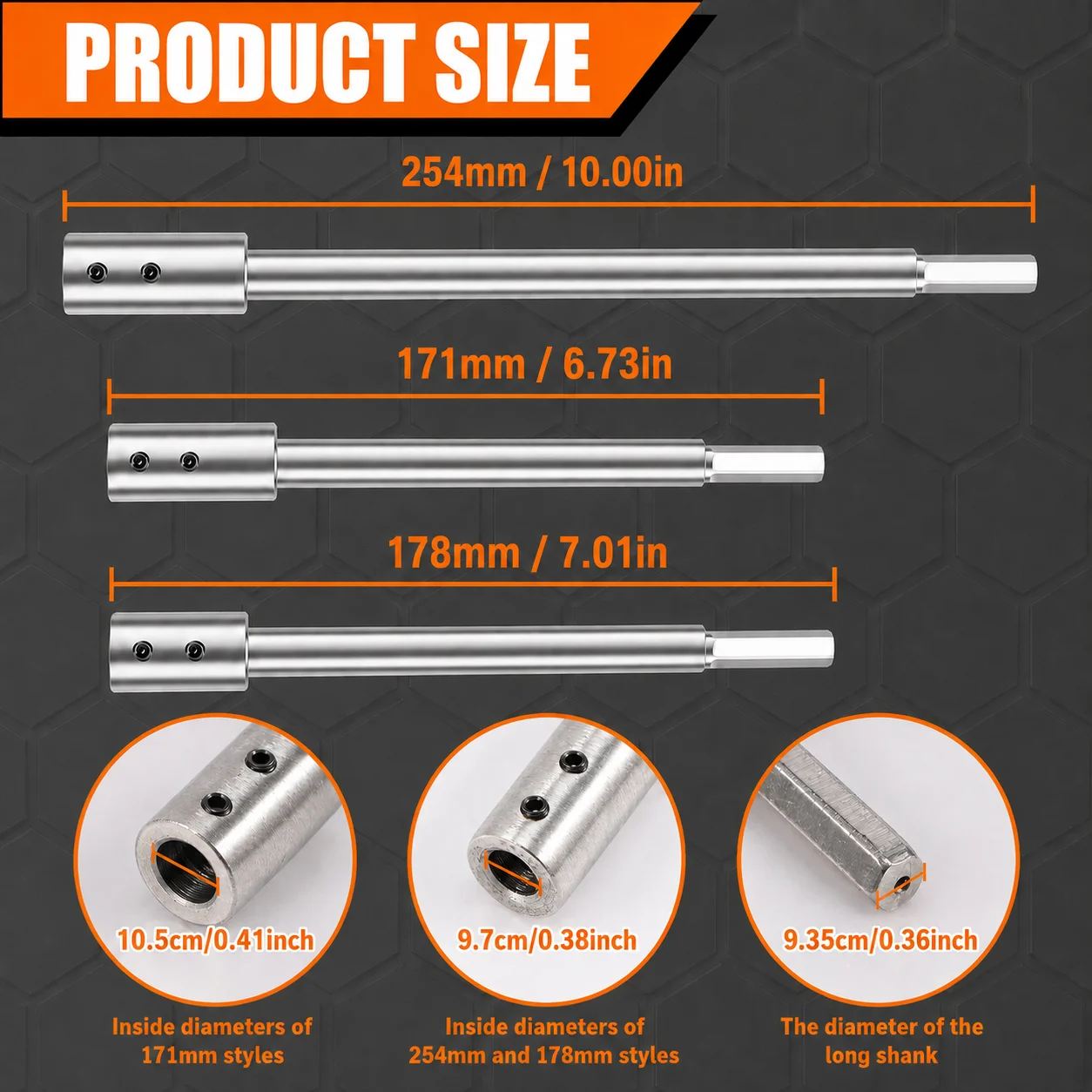 3PCS Forstner Bit Extension Set, 3/8