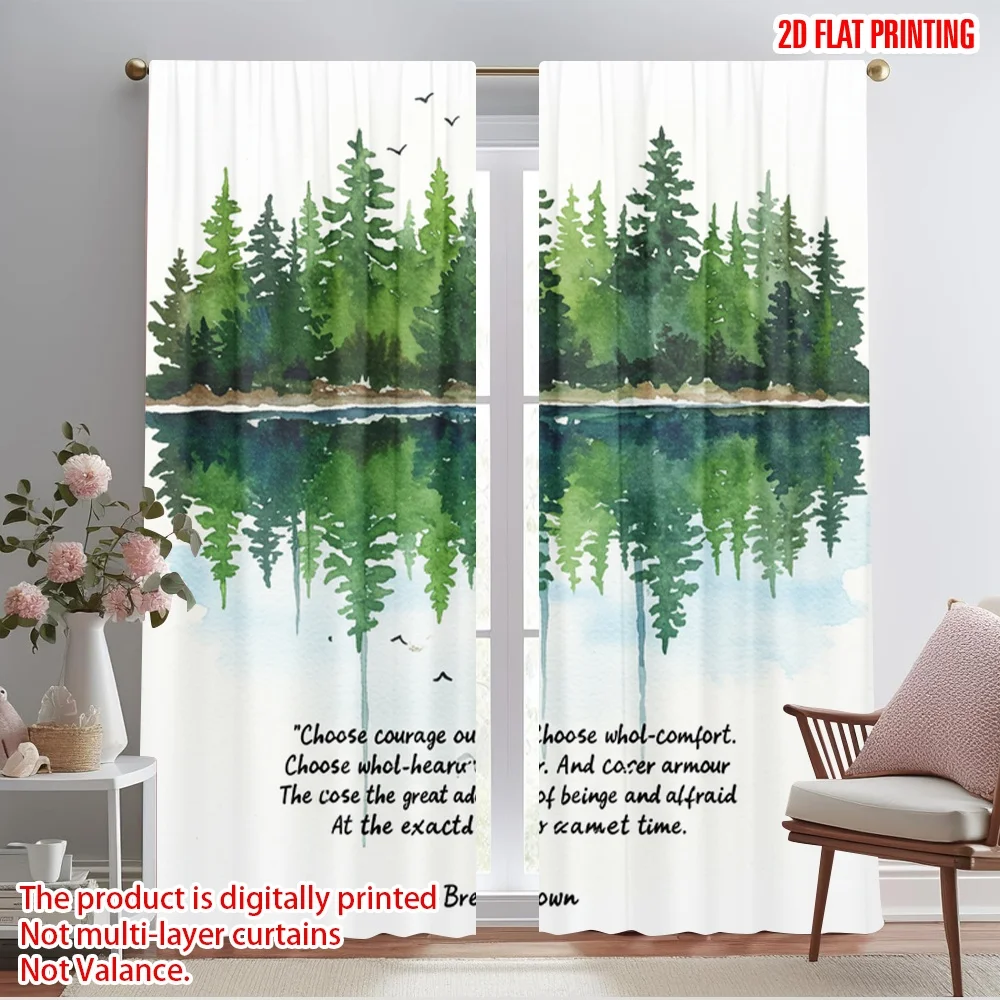 

2pcs 2D flat printing Drapes Forest Reflection Courage Adventure Fabric Without Electricity Holiday Decorations Perfect for All