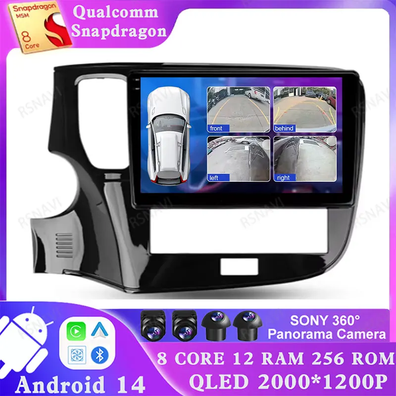 Android 14 For Mitsubishi Outlander 3 III GF0W GG0W 2018 - 2021 Multimedia 5G WIFI Qualcomm Stereo Head Unit GPS Navigation DSP