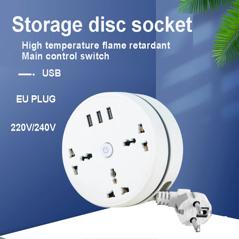 Storage socket Light Up Your Night With A 1pc Power Strip: 3 USB Charging Ports & 3AC Outlets, Current Controlled Switch