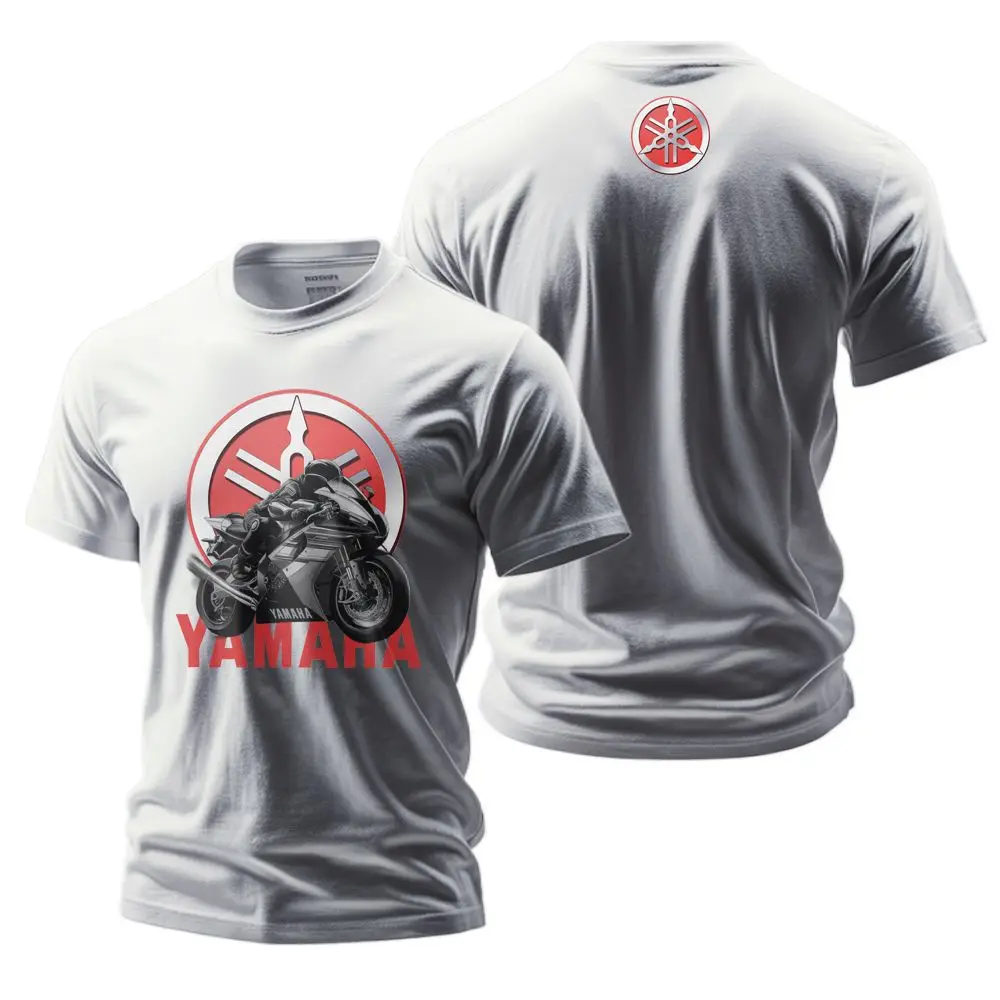 2025 new European size pure cotton Yamaha red label motorcycle couple's pure cotton loose short-sleeved shirt