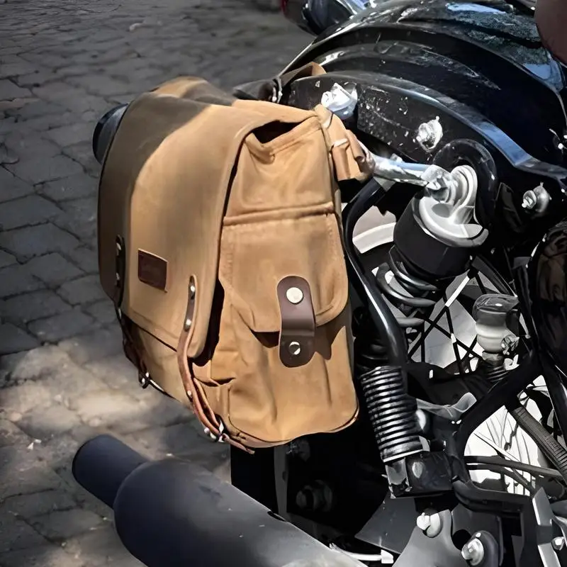 

Motorcycle Saddlebags Canvas Bag Side Pouch Weatherproof Lightweight Space Saving Side Bag For Scooter Dirtbike Motorbike