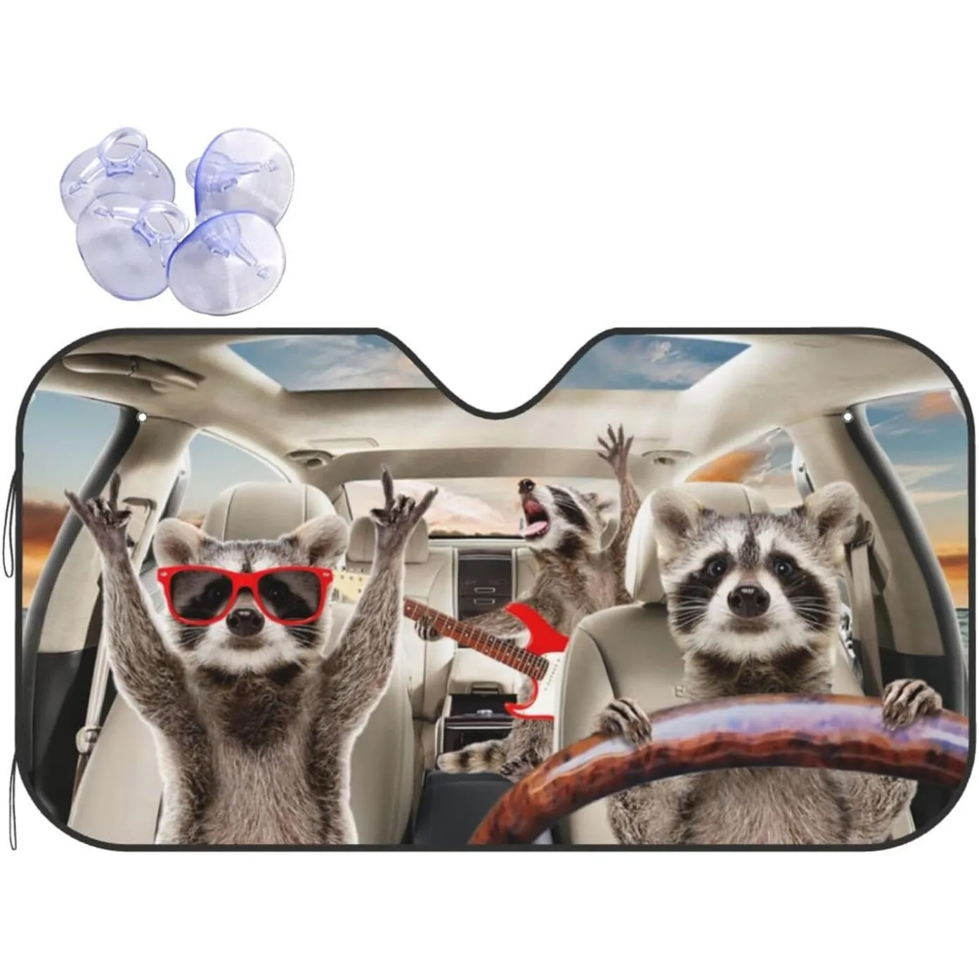 

Raccoon Cute Funny Windshield Sun Shade Car Front Window Shades Cute Sunshade Cover Sun Visor Shield Block Interior Protector