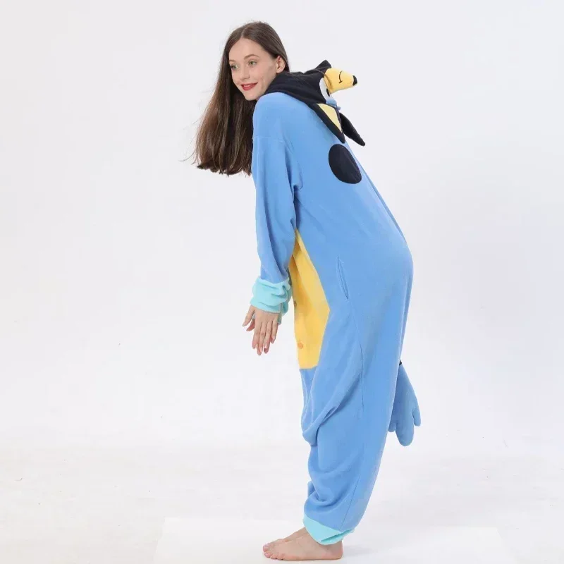 Cartoon Bluey Pajamas Onesies Adult One-Piece Pijama Cartoon Jumpsuit Full Body Sleepwear Fleece Anime Cosplay Costume