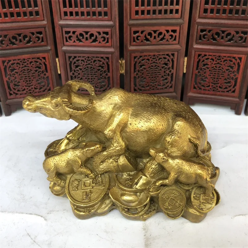 

Декоративная фигурка коровы из латуни, украшение для офиса и дома, сувенир в виде слитка денег.