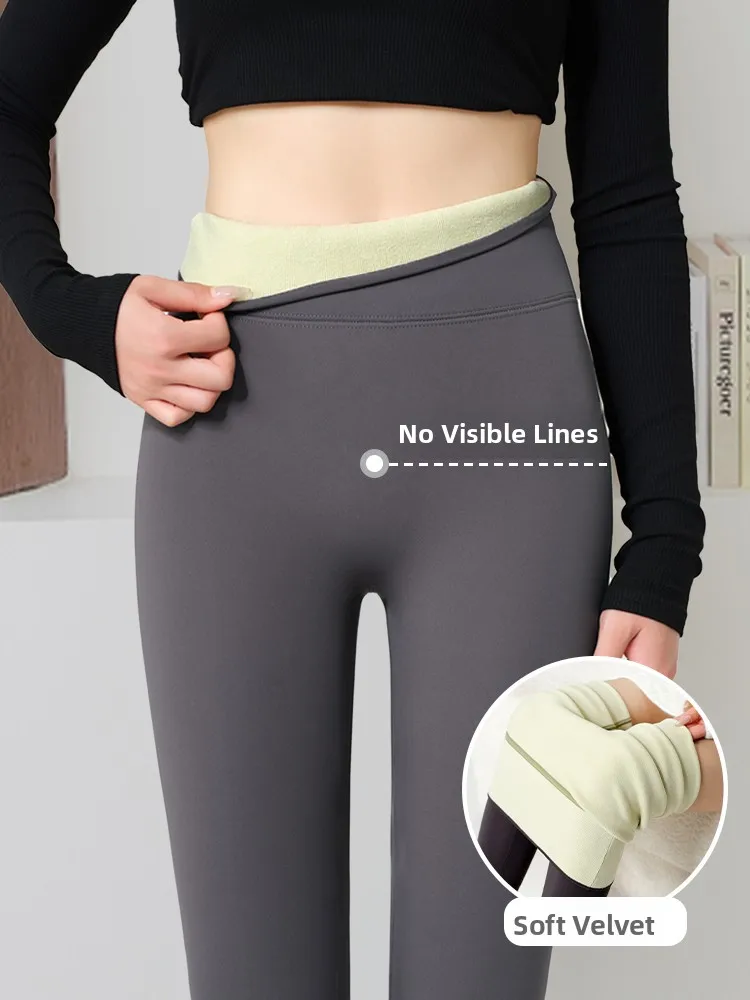 Damskie spodnie do jogi z wysokim stanem, ocieplane, z ekoskóry, ciepłe, wyszczuplające, jesienno-zimowe, nowość, marka LKG