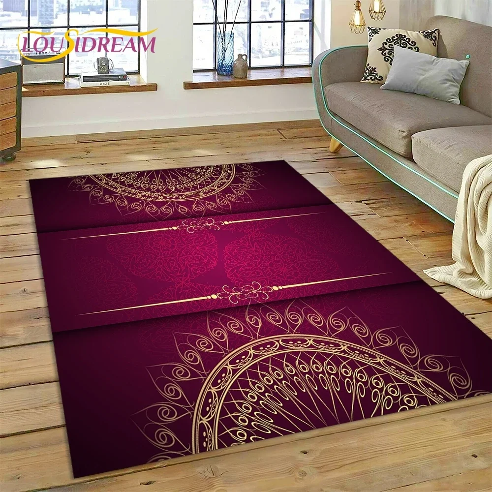 Muslim Islam Prayer Kneeling Poly Mats Mandala Carpet Rug for Bedroom Living Room Home Sofa Decoration,Large Decor Floor Mat