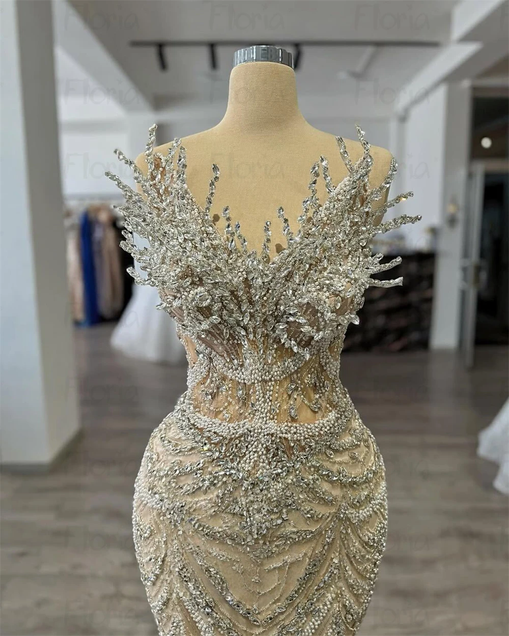 Floria Mermaid Maxi Prom Dresses Nude Champagne Cocktail Party Dresses V Neck Pageant Dress Robe De Marie Customized Arabic - AliExpress 320 Floria Mermaid Maxi Prom Dresses Nude Champagne Cocktail Party Dresses V Neck Pageant Dress Robe De Marie Customized Arabic - AliExpress 320