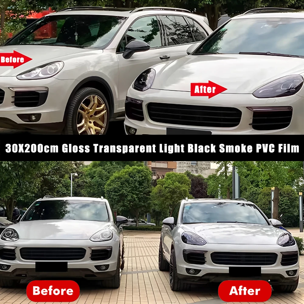 Glänzende Transparente Leichte Schwarze Rauch-PVC-Folie Scheinwerfer- und Rücklicht-Tönungsfolie Abdeckfolie Aufkleber Auto Rückleuchten-Sticker – Detail 4