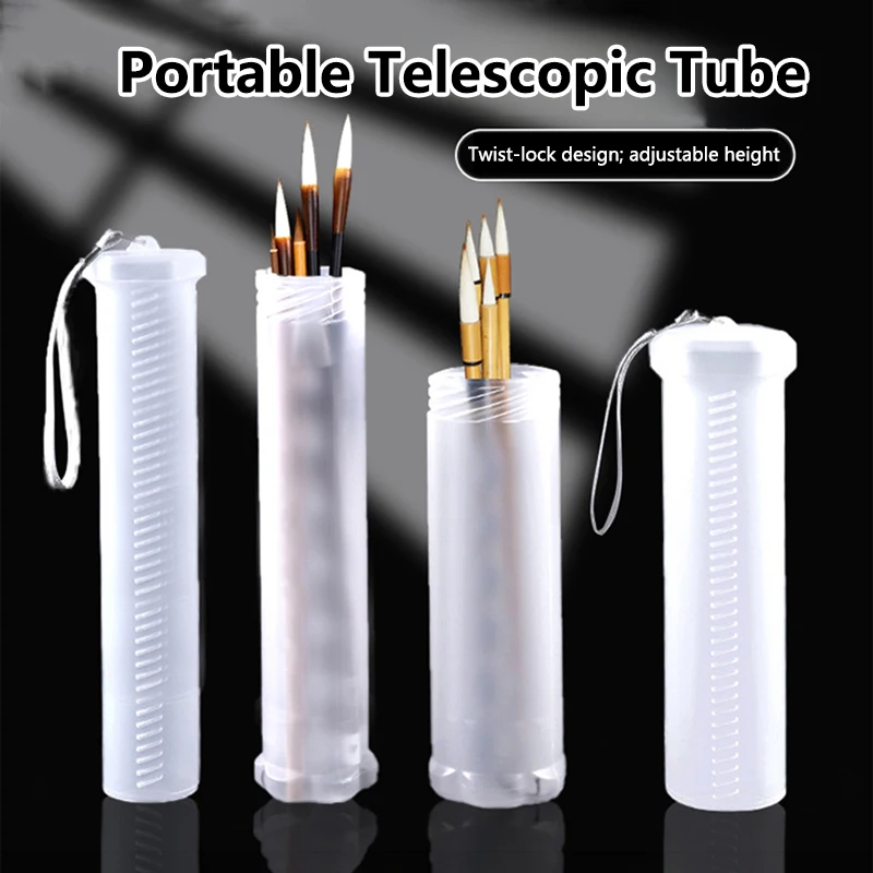 Student Pen Holder Transparent Storage Retractable Portable Pen Holder Learning Art Stationery Supplies Brush Paint Pen Holder