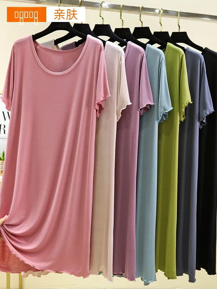 

Круглый модальный Ne ort Sve Dr Женский летний однотонный тонкий домашний Dr повседневный вариант может носить на открытом воздухе средней длины Dr