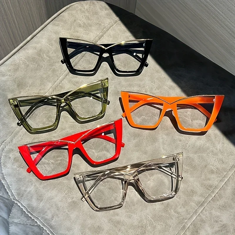 

Vintage Cat Eye Glasses Transparent Lens Computer Glasses Jelly Color Frame For Women-Fashion Glasses Eye Protection
