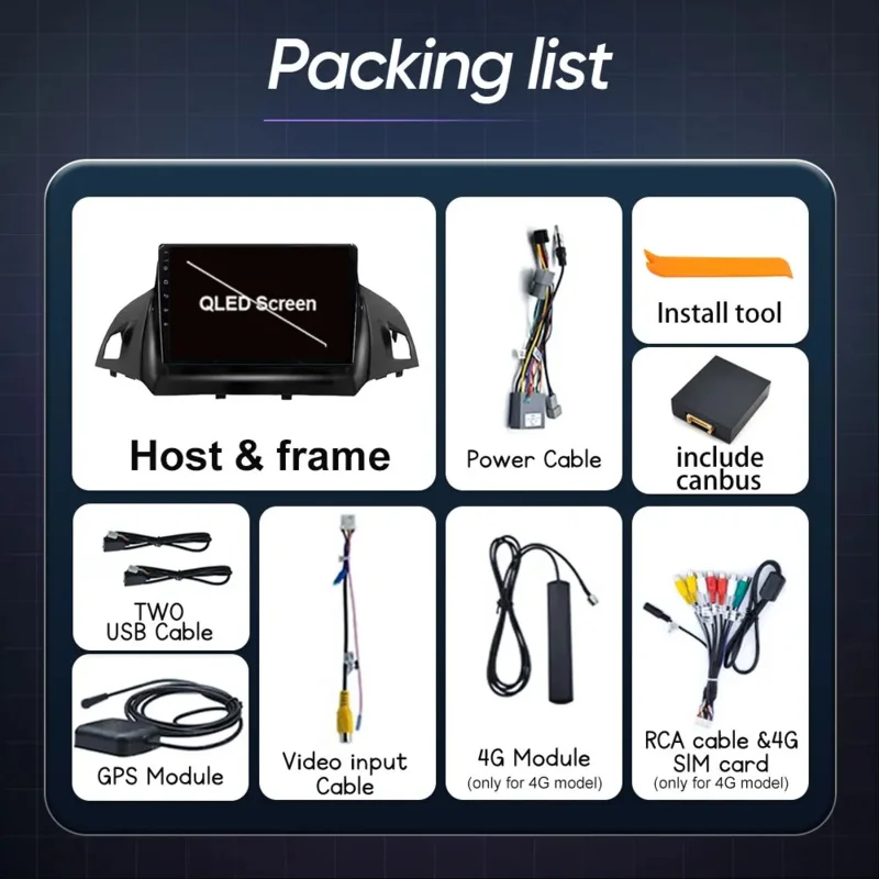 カーラジオフォード C-MAX 久我 2 エスケープ 3 2012-2019 Carplay Autoradio Android 14 自動 4G WIFI GPS カーマルチメディアタッチスクリーン