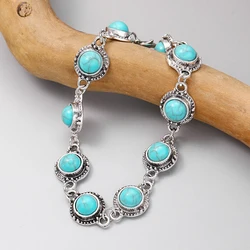 New Fashion Versatile Retro Ethnic Style Feet Chain Alloy Imitation Turquoise Feet Decoration Women's Festival Party Accessories