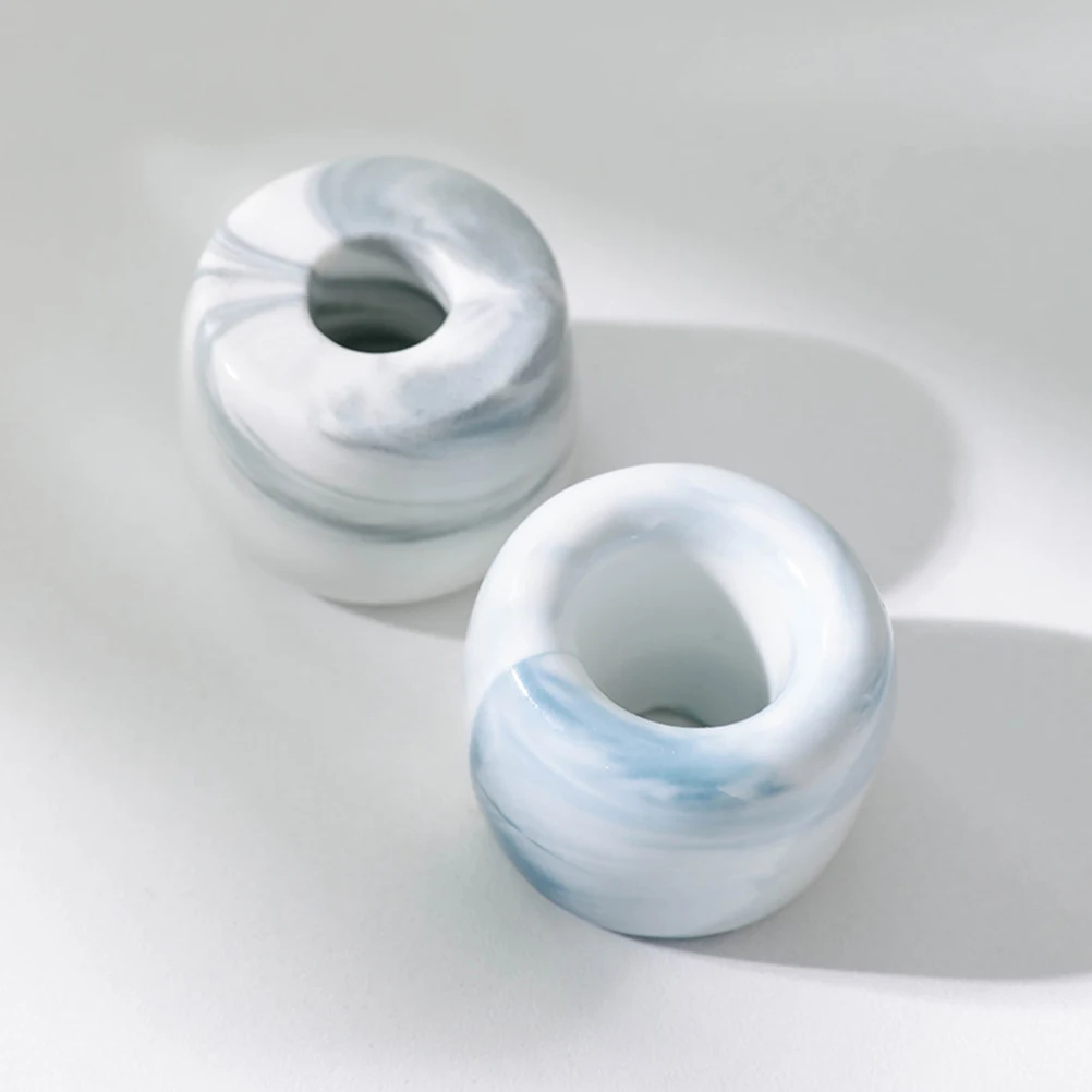

2Pcs Premium Ceramic Toothbrush Organizer Thicken Ring Rack Easy Clean Storage for Home Kitchen Bathroom Blue Toothbrush Holder