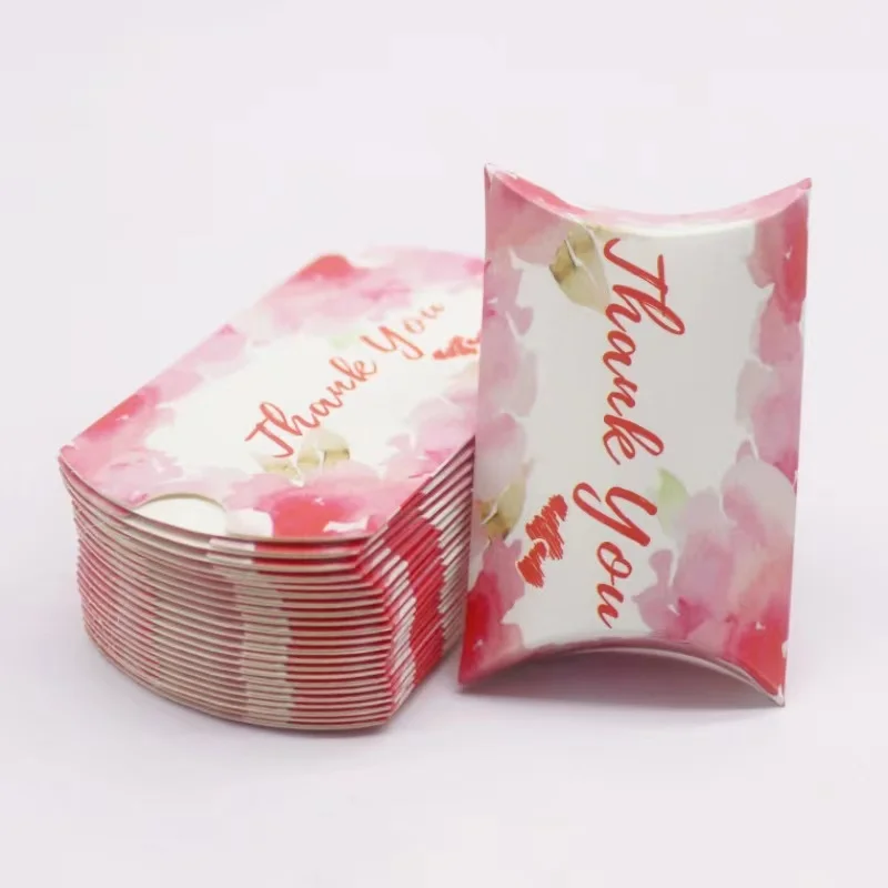 

50 шт./1 лот. Оптовая продажа: подарочная коробка в форме подушки для ювелирных изделий, ожерелий и серег, оригинальный дизайн, цветочный узор, 20X55X80 мм